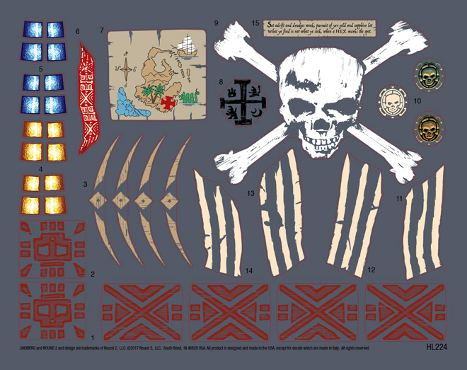 3 Sheets PIRATE Stickers! Jolly Roger Ship Treasure Chest Skull Crossbones